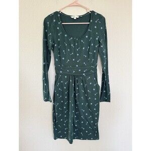 Boden Mabel Lock And Key Ruched Waist Jersey Dress Size 4R Casual Classic Preppy